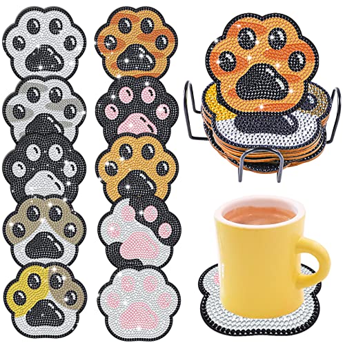 Diy 10pcs/set Dog  Diamond Painting Coasters with Holder