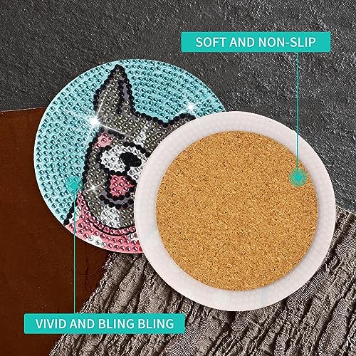 Diy 8pcs/set Dog  Diamond Painting Coasters with Holder