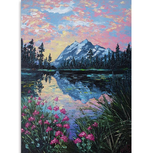 Lake Mountain Flower | Diamond Painting